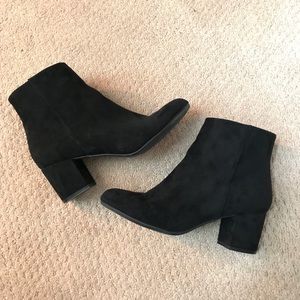Black Suede square heel booties